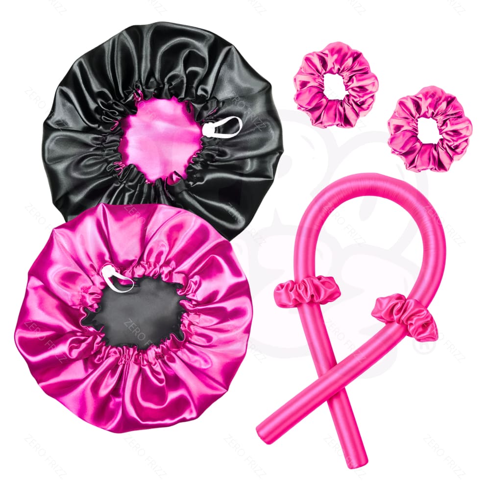 Kit Touca Cetim Dupla Face + Modelador de Cachos Sem Calor