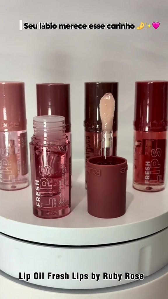 Lip Oil Ruby Rose Fresh Lips Óleo Abacate Jojoba Uva Hidratante Labial Brilho Natural